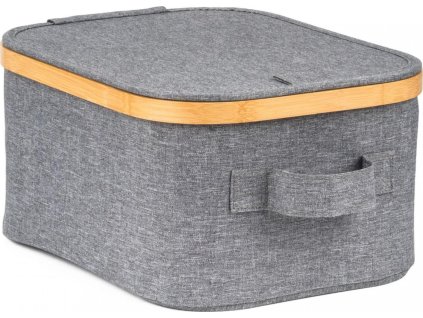 Úložný box G21 24 x 30 x 15 cm, bambusový s víkem, šedý [63555301]