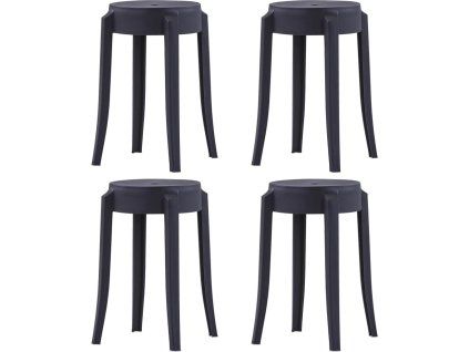 Stohovatelné stoličky 4 ks plast [247278] (Barva Černá)