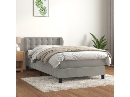 Box spring postel s matrací 100x200 cm samet [3127715] (Barva Světle šedá)