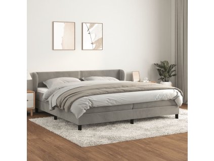 Box spring postel s matrací 200x200 cm samet [3127451] (Barva Světle šedá)