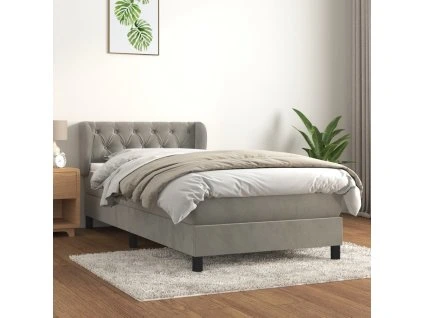 Box spring postel s matrací 80 x 200 cm samet [3127637] (Barva Světle šedá)