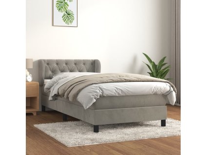 Box spring postel s matrací 80 x 200 cm samet [3127637] (Barva Světle šedá)