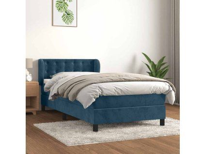 Box spring postel s matrací 80 x 200 cm samet [3127701] (Barva Tmavě moddrá)