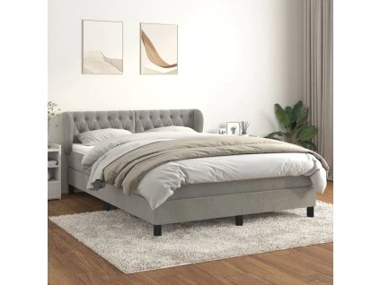 Box spring postel s matrací 140x190 cm samet [3127667] (Barva Světle šedá)