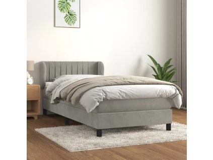 Box spring postel s matrací 80 x 200 cm samet [3127577] (Barva Světle šedá)