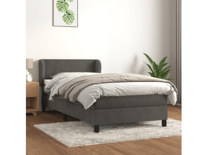 Box spring postel s matrací 90x200 cm samet [3127350] (Barva Tmavě šedá)