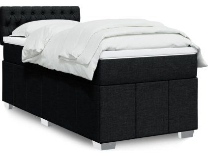 Box spring postel s matrací 90x200 cm textil [3289260] (Barva Černá)