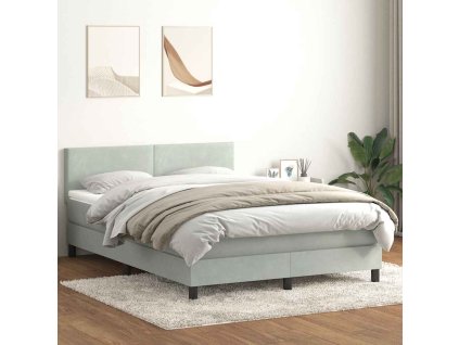 Box spring postel s matrací a LED 160x210 cm samet [3316695] (Barva Světle šedá)