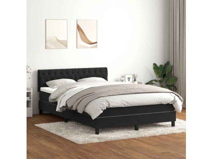 Box spring postel s matrací a LED 140x220 cm samet [3317219] (Barva Černá)