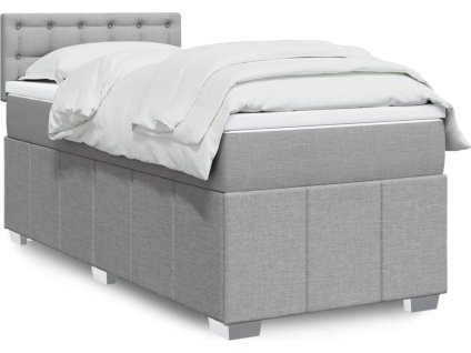 Box spring postel s matrací 90x200 cm textil [3286965] (Barva Světle šedá)
