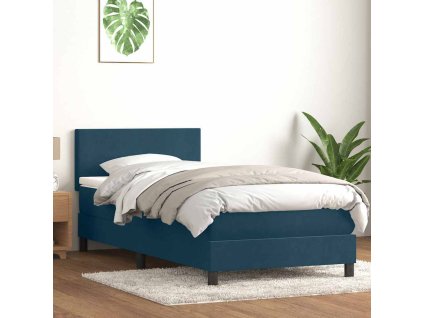 Box spring postel s matrací a LED 80x210 cm samet [3316669] (Barva Tmavě moddrá)