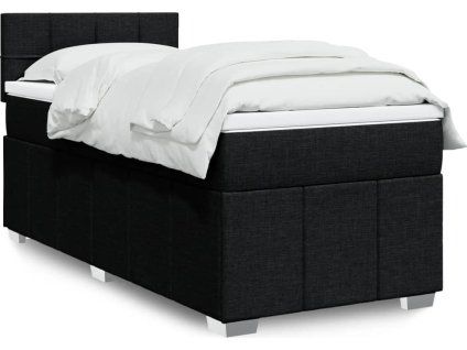Box spring postel s matrací 100 x 200 cm textil [3286981] (Barva Černá)