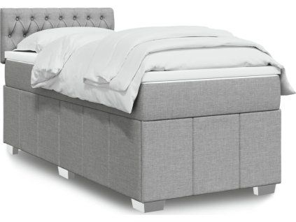 Box spring postel s matrací 100 x 200 cm textil [3286986] (Barva Světle šedá)