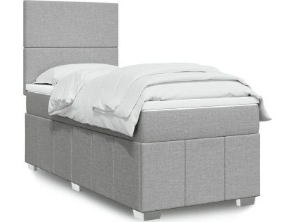 Box spring postel s matrací 90x190 cm textil [3291516] (Barva Světle šedá)