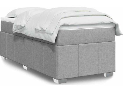 Box spring postel s matrací 100 x 200 cm textil [3285449] (Barva Světle šedá)