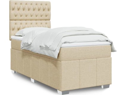 Box spring postel s matrací 90x190 cm textil [3291535] (Barva Krémová)