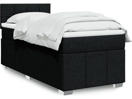 Box spring postel s matrací 100 x 200 cm textil [3289281] (Barva Černá)