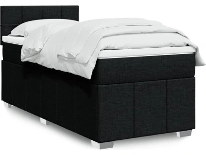 Box spring postel s matrací 100 x 200 cm textil [3289281] (Barva Černá)