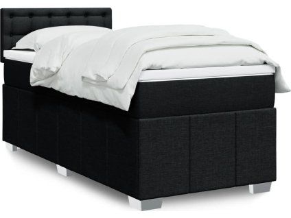 Box spring postel s matrací 100 x 200 cm textil [3289295] (Barva Černá)