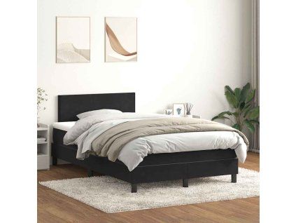 Box spring postel s matrací a LED 120x220 cm samet [3316733] (Barva Černá)