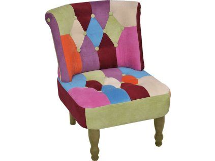 Francouzské křeslo patchwork textil [240809] (Barva Vícebarevný)