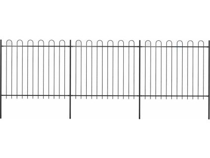Zahradní plot s obloukem nahoře ocelový 537 x 150 cm [277676] (Barva Černá)