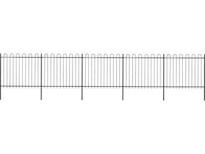 Zahradní plot s obloukem nahoře ocelový 892,5 x 150 cm [277678] (Barva Černá)
