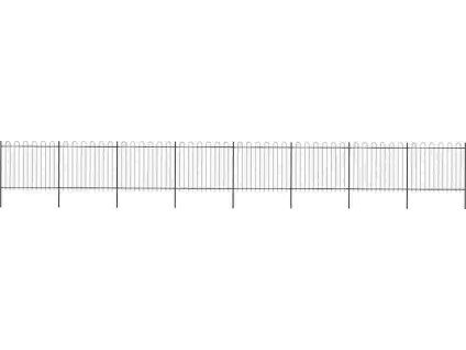 Zahradní plot s obloukem nahoře ocelový 1426 x 150 cm [277681] (Barva Černá)