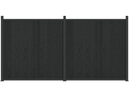 Plotový panel 2 ks 355 x 186,5 cm WPC a hliník Černá [3429484] (Barva Černá)