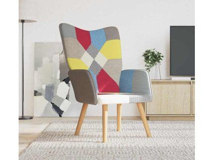 Relaxační křeslo patchwork textil [328195] (Barva Černá)