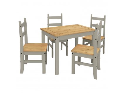 Stůl + 4 židle CORONA 3 vosk/šedá - 1