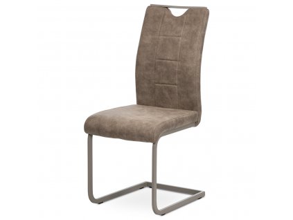Jídelní židle KOBO, lanýžová látka v dekoru vintage kůže/kov lanýž