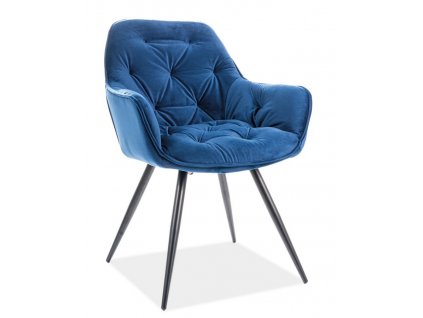 Jídelní čalouněná židle CHEERS velvet modrá/černá