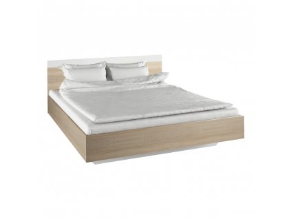 Manželská postel, 160x200, dub sonoma / bílá, GABRIELA