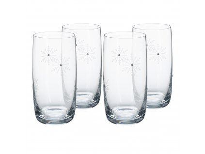 TEMPO-KONDELA SNOWFLAKE DRINK, sklenice na vodu, set 4 ks, s krystaly, 460 ml