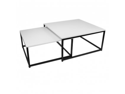Set dvou konferenčních stolků, matná bílá / černá, KASTLER NEW TYP 1
