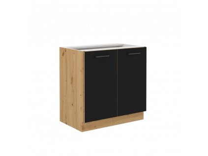 Spodní kuchyňská skříňka, černý mat / dub artisan, Monro 80 D 2F BB