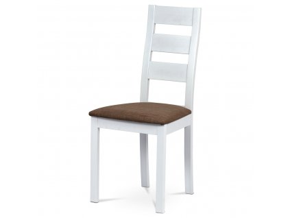 Jídelní židle Betty, masiv buk bílá/látkový hnědý potah