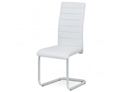 Jídelní židle SOBO,  bílá eko-kůže, kov-šedý matný lak