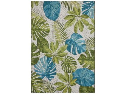 Kusový koberec Flair 105617 Tropical Leaves Turqouise Green – na ven i na doma