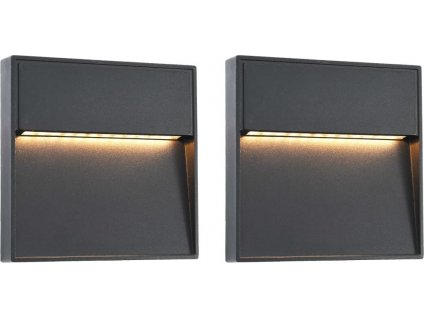 Venkovní LED nástěnná svítidla 2 ks 3 W černá čtvercová [45659]