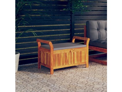 Zahradní úložná lavice s poduškou 91 cm masivní akáciové dřevo [319716]