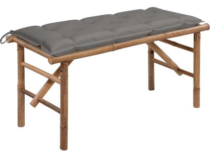 Skládací zahradní lavice s poduškou 118 cm bambus [3063865] (Barva Šedá)