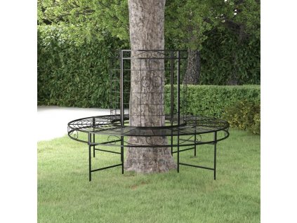 Kruhová lavice kolem stromu Ø 137 cm černá ocel [318822]