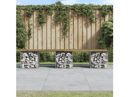 Zahradní lavice gabionový design 203x31x42 cm masivní borovice [834334]
