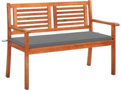 2místná zahradní lavice s poduškou 120 cm masivní eukalyptus [3060981] (Barva Vzor listí)