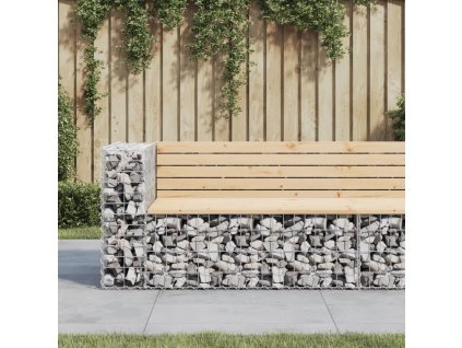 Zahradní lavice gabionový design 122x71x65,5 cm borové dřevo [834383]