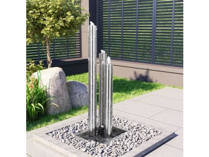 Zahradní fontána stříbrná 48 x 34 x 123 cm nerezová ocel [48091]