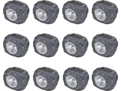 Zahradní solární LED bodovky tvar kamene 12 ks [41168]