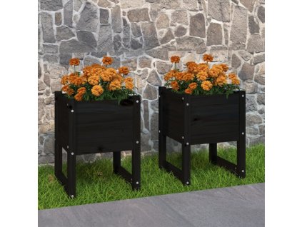 Truhlíky 2 ks 40 x 40 x 52,5 cm masivní borové dřevo [822116] (Barva Černá)